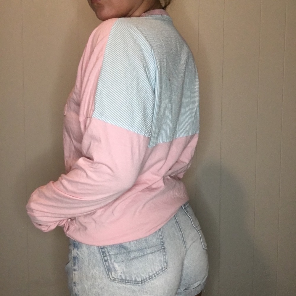 Lauren James Pink and Blue Long Sleeve Tee